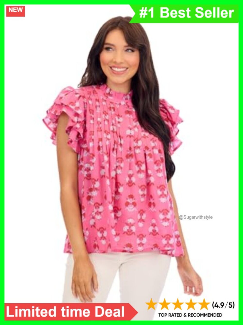 Mud Pie Dolly Flutter Sleeve Cotton Top